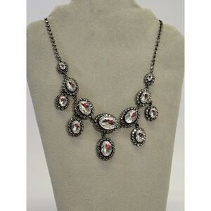 Name Brand Women's Rhinestone Black Fashion Statement Necklace Jewelry EUC